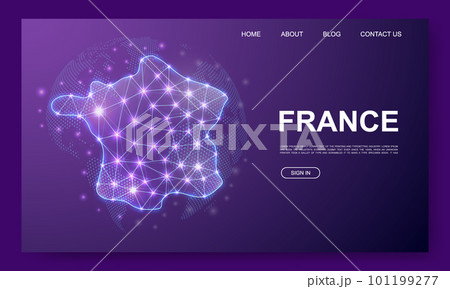 France 3d low poly website template. France map design illustration concept. Polygonal Country map symbol for website design 101199277