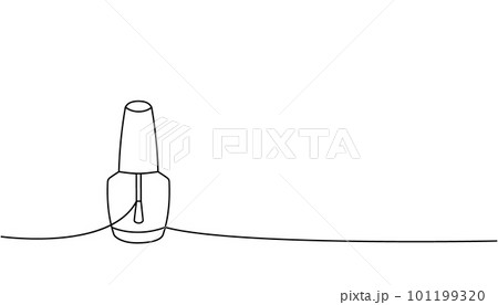 Nail polish, nail lacquer one line continuous drawing. Manicure and pedicure tools continuous one line illustration. Vector linear illustration Nail polish, nail lacquer one line continuous drawing. Manicure and pedicure tools continuous one line illustration. Vector linear illustration 101199320