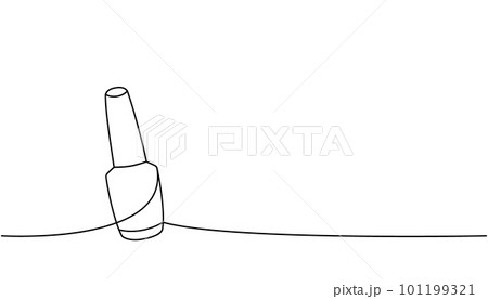 Nail polish one line continuous drawing. Manicure and pedicure tools continuous one line illustration. Vector linear illustration 101199321