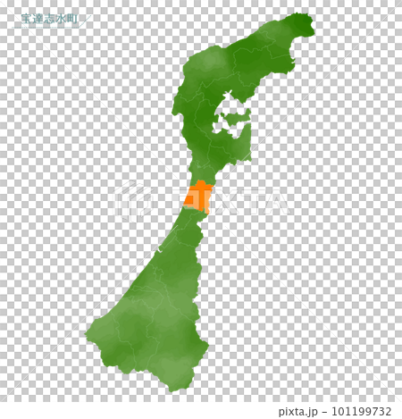 水彩風の地図　宝達志水町 101199732