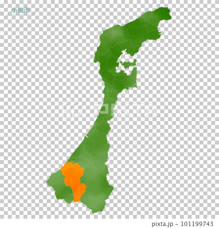 Watercolor-style map Komatsu City Watercolor-style map Komatsu City 101199743