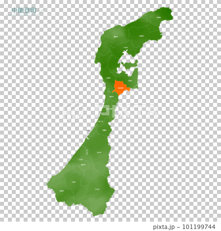 Watercolor-style map Nakanoto Town 101199744