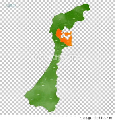 水彩風格的地圖七尾市 水彩風格的地圖七尾市 101199746