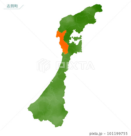 水彩風の地図　志賀町