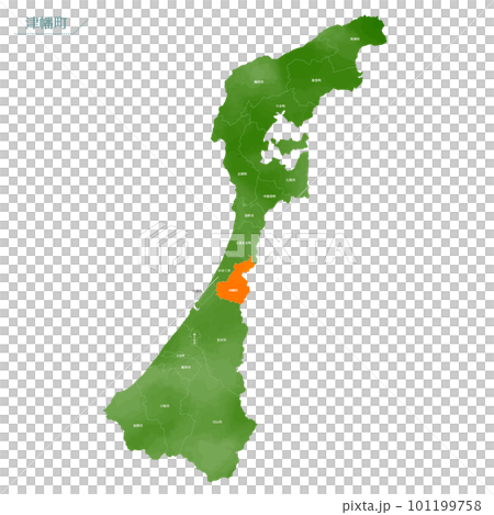 水彩風格的地圖 Tsubata 町 101199758