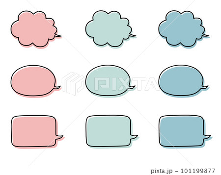 くすみカラーの手書き風吹き出しセット 101199877