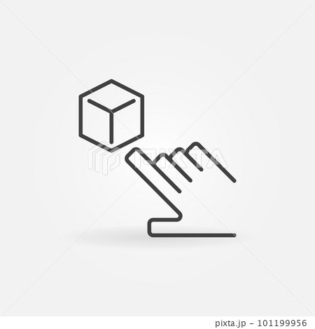 Hand pointing cube vector AR icon in line style Hand pointing cube vector AR icon in line style 101199956