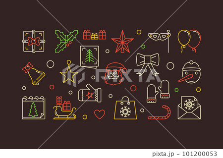 Merry Christmas outline vector illustration....のイラスト素材 [101200053] - PIXTA