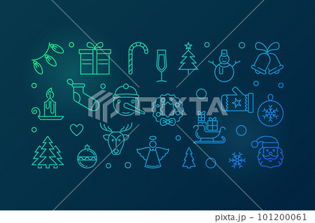 Colored Happy New Year vector horizontal illustration or banner 101200061