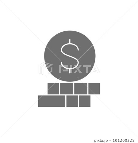 Coin pile, money currency grey fill icon. Finance, payment, invest finance symbol design. 101200225