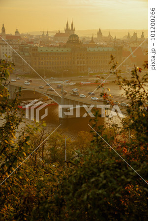 landscape in evening in autumn in Prague, Czech Republic landscape in evening in autumn in Prague, Czech Republic 101200266