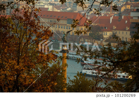 landscape in evening in autumn in Prague, Czech Republic 101200269
