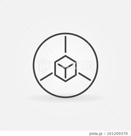 Cube in circle outline icon. Vector augmented reality sign Cube in circle outline icon. Vector augmented reality sign 101200370