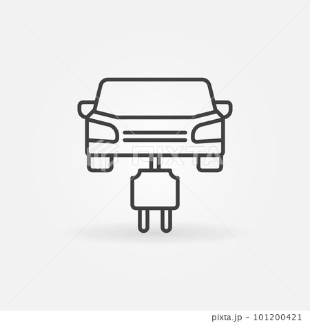 Car with plug line icon. Vector electric car concept line symbol 101200421