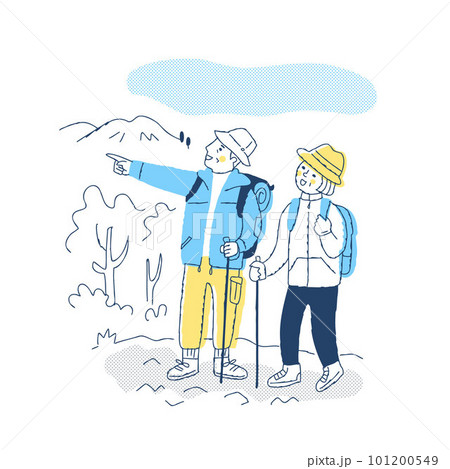 登山をするシニアカップル 101200549