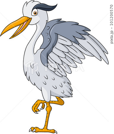 Cute crane bird cartoon on white background Cute crane bird cartoon on white background 101200570