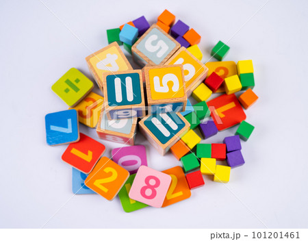 Math number colorful on white background, education study mathematics learning teach concept. 101201461