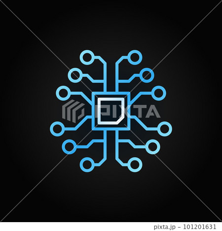 AI brain with chip creative outline icon on dark background AI brain with chip creative outline icon on dark background 101201631