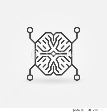 AI Digital brain outline vector concept minimal icon 101201639