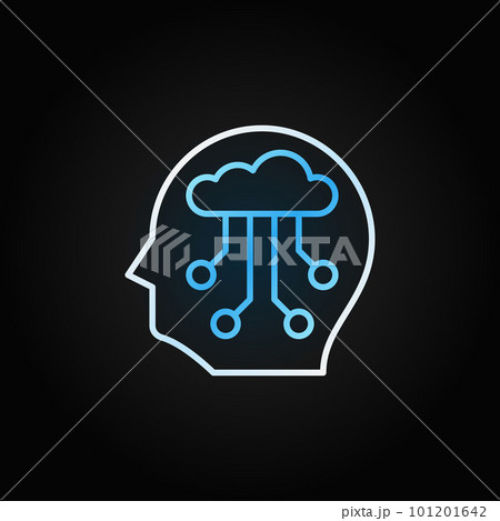 AI head vector colored line icon on dark background AI head vector colored line icon on dark background 101201642