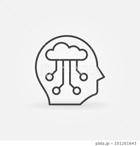 AI head vector concept icon in thin line style 101201643