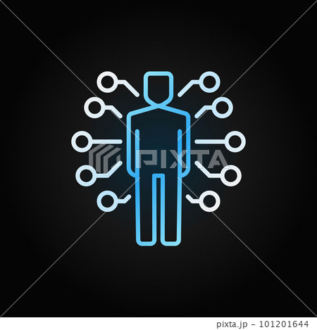 AI Man vector colored icon in line style on dark background 101201644