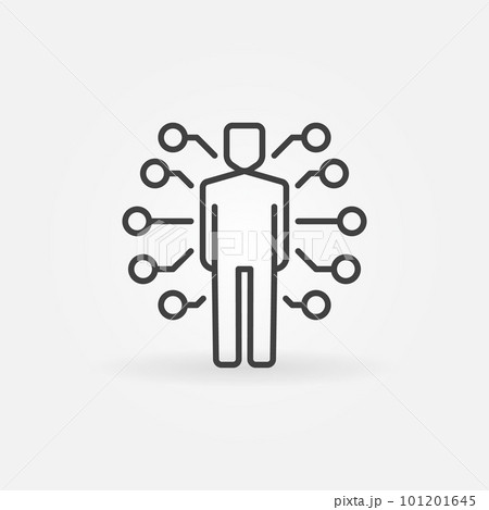 AI Man vector icon or symbol in thin line style 101201645