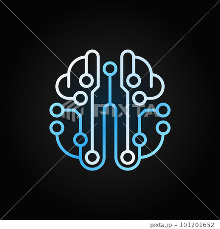 Artificial Intelligence brain vector blue outline icon Artificial Intelligence brain vector blue outline icon 101201652