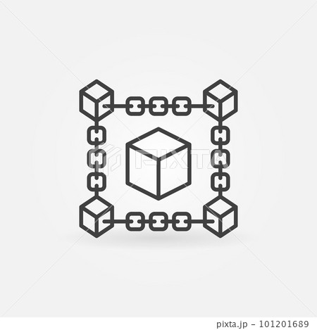 Block chain cube line vector icon. Blockchain technology symbol 101201689