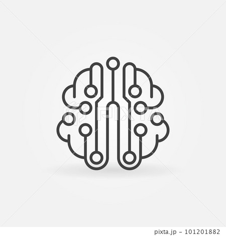 Circuit board brain simple vector outline icon 101201882