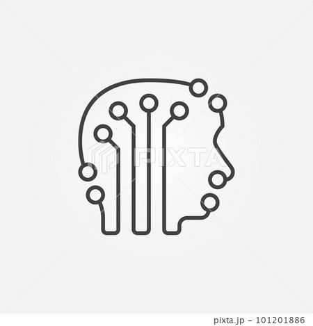 Circuit board human head with brain vector icon in line style 101201886