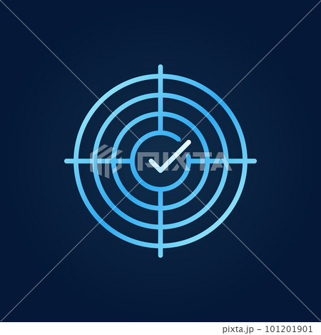Crosshair with tick vector blue outline icon Crosshair with tick vector blue outline icon 101201901