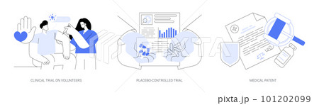 Clinical research abstract concept vector illustrations. 101202099