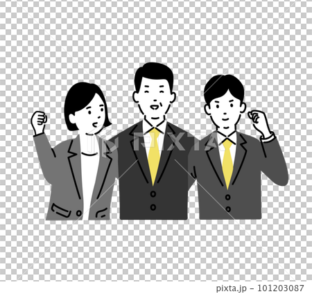 Men and women in suits shoulder to shoulder, business team illustration, vector Men and women in suits shoulder to shoulder, business team illustration, vector 101203087