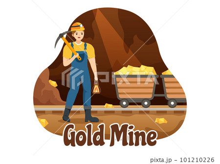 Gold Mine Illustration with Mining Industry Activity for Treasure, Pile of Coins, Jewelry and Gem in Flat Cartoon Hand Drawn Landing Page Templates Gold Mine Illustration with Mining Industry Activity for Treasure, Pile of Coins, Jewelry and Gem in Flat Cartoon Hand Drawn Landing Page Templates 101210226