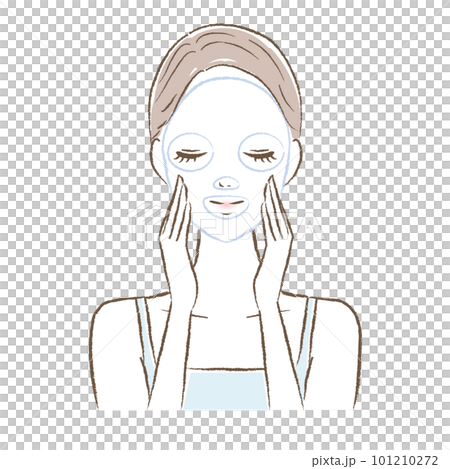 Illustration of a woman doing a face pack Illustration of a woman doing a face pack 101210272