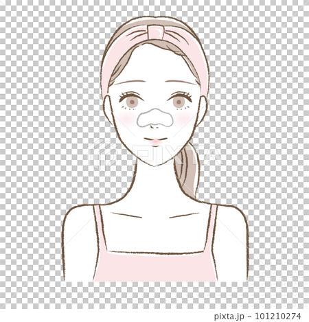 白い毛穴パックをする女性のイラスト 白い毛穴パックをする女性のイラスト 101210274