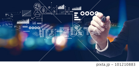 Eco theme with businessman at night 101210883