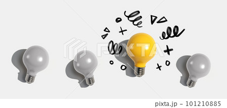 One out unique idea light bulb - Flat lay One out unique idea light bulb - Flat lay 101210885