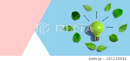 Light bulbs with green leaves 101210891