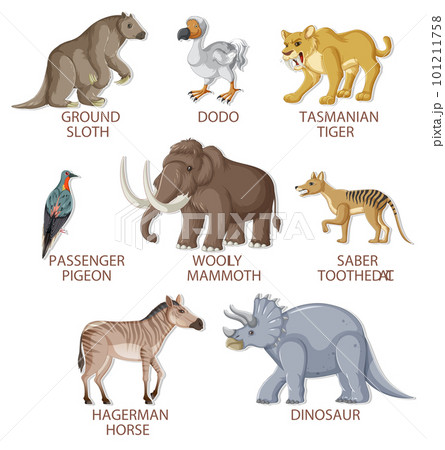 A set of extinct animals set A set of extinct animals set 101211758