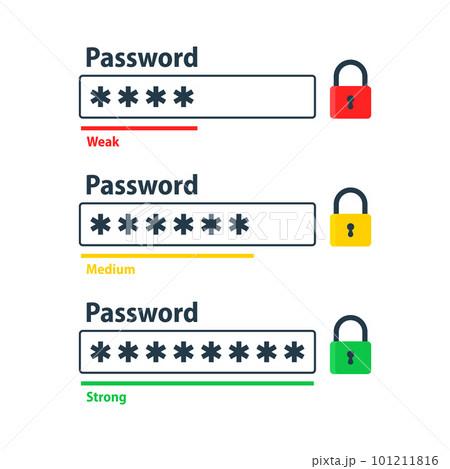 Password weak, medium and strong. User data...のイラスト素材 [101211816] - PIXTA