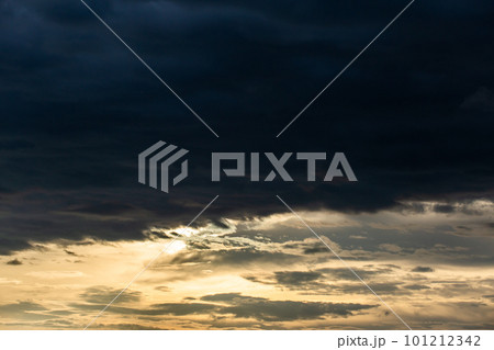 colorful dramatic sky with cloud at sunset. 101212342