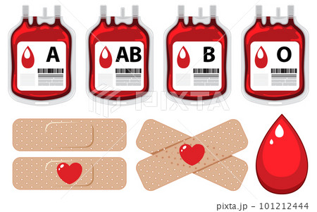 Set of all blood type and plaster bandage 101212444
