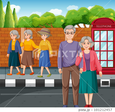 Outdoor park with senior people Outdoor park with senior people 101212457