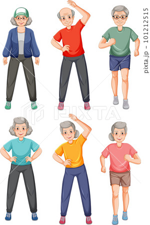 Old People Exercise Characters Set Old People Exercise Characters Set 101212515