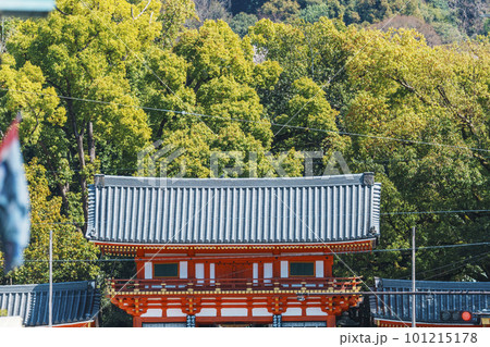 京都　八坂神社　西楼門　桜の咲く季節 101215178
