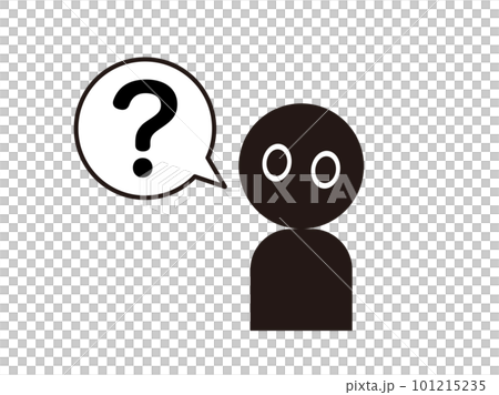 疑問で首を傾げる人_はてな？_シンプルでポップなピクトグラム_アイコン_シルエット 101215235