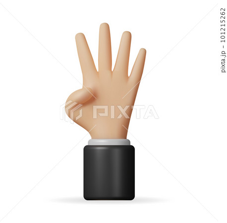 3D Hand Showing Four Fingers Isolated 101215262
