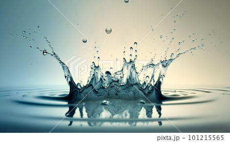 Splashes of clear blue fresh water. Air bubbles, water drops, sea wave on blue background. Generative AI Splashes of clear blue fresh water. Air bubbles, water drops, sea wave on blue background. Generative AI 101215565